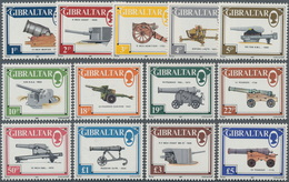 26561 Gibraltar: 1987, Definitives 'Heavy Artillerie' Complete Set Of 13 From 1p. To £5 In Part Sheets Wit - Gibilterra