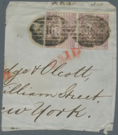 26696 Großbritannien: 1868/1871, Assortment Of 59 Fronts/large Fragments Mainly Addressed To New York, Fra - Sonstige & Ohne Zuordnung