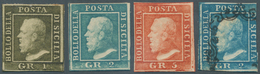 26908 Italien - Altitalienische Staaten: Sizilien: 1859, Lot Of Four Stamps: 1gr., 2gr. And 5gr. Mint And - Sizilien