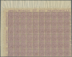 26959 Italien: 1889, Umberto I, 60c. Violet Part Sheet Of 60, Mint Never Hinged, Little Uneven And Gum Ton - Marcophilie