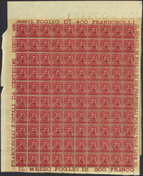 26964 Italien: 1891, Umberto I, 10c. Carmine Complete Sheet Of 100, Mint Never Hinged With Margins, Little - Marcophilie