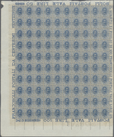 26968 Italien: 1895, 25c. Blue, Complete (folded) Pane Of 100 Stamps With Marginal Inscriptions, Unmounted - Storia Postale