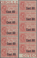26981 Italien: 1922, Victor Emanuel III. EXPRESS Stamp 50c. Brownish Rose Surch. 'Cent. 60' In A Lot With - Marcophilie