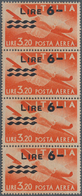 27010 Italien: 1947, Airmail Stamp 3.20l. Red-orange (airplane Caproni-Campin: N-1) Surch. 'LIRE 6-' With - Marcophilie