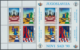 27100 Jugoslawien: 1990, CHESS Miniature Sheets Perf. And Imperf. In A Lot With About 280 Miniature Sheet - Storia Postale