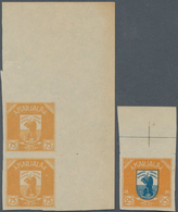 27128 Karelien: 1922. Definitives Issue. Lot With 1 Complete Sheet Of 50 Stamps "3m Pale-blue/black" (one - Storia Postale