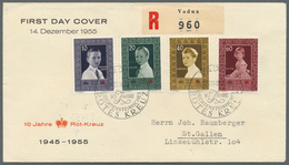 27209 Liechtenstein: 1936/1958, Lot Von Zehn Briefen/Karten, Dabei MiNr. 149/50 Auf Zeppelin-FDC, Bl. 2 Au - Lettres & Documents