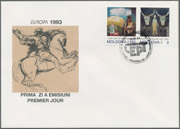 27329 Moldawien: 1993, Europa-CEPT Lagerbestand Von Ersttagsbriefen Mit Zusammendrucken (108), Kompl. Böge - Moldavie
