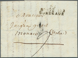 27338 Monaco - Vorphilatelie: 1791/1819 25 Briefe Aus Südfrankreich (Bordeaux, Marseille, Nizza, Agde, Nan - ...-1885 Vorphilatelie