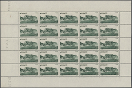 27361 Monaco: 1939, Louis II. Stadium 10fr. Dark Green Complete Sheet Of 25 With Margins And Printing Date - Nuovi