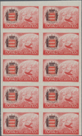 27362 Monaco: 1942, Airmails Complete Set Of Six In A Lot With 50 IMPERFORATE Sets Mostly In Larger Blocks - Neufs