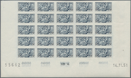 27371 Monaco: 1951, Visiting Card Stamps Complete Set Of Five Each In Four IMPERFORATE Blocks Of 25 Incl. - Ungebraucht