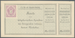 27637 Österreich - Telefonsprechkarten: 1886-1900: Sammlung Von 11 UNGEBRAUCHTEN, Frühen Telefonsprechkart - Altri & Non Classificati