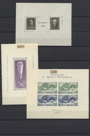 27718 Polen: 1928/1938, Lot Of Seven Souvenir Sheets, Varied Condition, Incl. 1928 Stamp Exhibition, 1938 - Briefe U. Dokumente