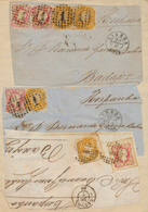 27759 Portugal: 1862/1869 (ca): 42 Pieces / Cover Fronts With Interesting Frankings Adressed To Spain, Hin - Briefe U. Dokumente
