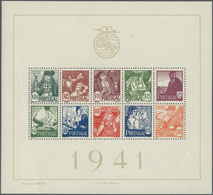 27778 Portugal: 1941, Costumes, Souvenir Sheet, Ten Pieces Unmounted Mint. Michel Bl. 4, 3.000,- ?. - Lettres & Documents