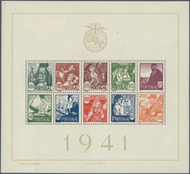 27778 Portugal: 1941, Costumes, Souvenir Sheet, Ten Pieces Unmounted Mint. Michel Bl. 4, 3.000,- ?. - Brieven En Documenten