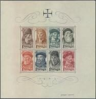 27780 Portugal: 1945, Navigators, Souvenir Sheet, Ten Pieces Unmounted Mint. Michel Bl. 7, 600,- ?. - Brieven En Documenten