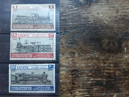 EGYPT EGYPTE, 1933, 12 E Congrès Des Chemins De Fer,  Train,    Yvert No 146, 147, & 149 Neufs * MH, Tb Cote 75 E - Ungebraucht