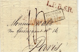 1821- Letter From AMSTERDAM  To Paris  - Red L.P.B.5.R  + Black " PAYS-BAS / PAR / VALENCIENNES " - ...-1852 Precursori