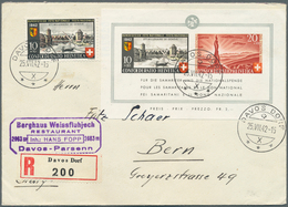 28089 Schweiz: 1934/1984, Saubere Sammlung Von 29 Belegen, Dabei BLOCKS 1/24 Komplett, U.a. Bl. 1 Auf R-Br - Neufs
