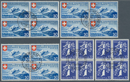 28092 Schweiz: 1937/1948, Sammlung Auf Blättern, Hauptwert Bei Den Zentrisch Gestempelten 4er-Blocks, Mit - Neufs