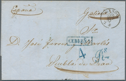 28231 Spanien: 1789/1880, Very Interesting Lot Of Ca. 35 Folded Letters Without Stamps (international Post - Gebruikt