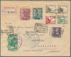 28234 Spanien: 1822/1944, Lot Of Five Better Entires (single Lots), Incl. One Pre-philatelic Cover, Card T - Gebraucht