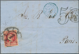 28249 Spanien: 1860/1880, Lot With 8 Franked Covers To Paris France, Comprising Mostly Single Frankings 12 - Oblitérés