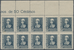 28262 Spanien: 1938/1939, Queen Isabella Definitives Complete Set Of Six In A Lot With 20 Sets In Two Bloc - Usati