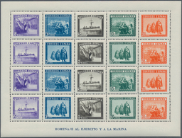 28263 Spanien: 1938, Army And Navy Perforated Miniature Sheet In A Lot With 70 Miniature Sheets Numbered O - Oblitérés