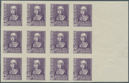 28266 Spanien: 1938, Queen Isabella Definitive 40c. Violet In A Lot With About 110 IMPERFORATE Stamps Incl - Gebraucht
