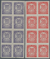 28268 Spanien: 1938, Numeral Definitives Two IMPERFORATE Values In Different Quantities Incl. 20c. Violet - Gebruikt