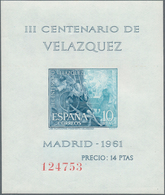 28283 Spanien: 1961, VELAZQUEZ Set Of Four Miniature Sheets In A Lot With About 120 Complete Sets, Mint Ne - Gebraucht