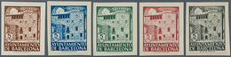 28299 Spanien - Zwangszuschlagsmarken Für Barcelona: 1943, Casa Padellás Set Of Five IMPERFORATE 5c. Stamp - Impots De Guerre