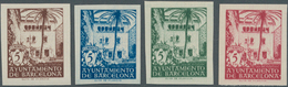 28302 Spanien - Zwangszuschlagsmarken Für Barcelona: 1945, Casa Del Arcediano Set Of Four IMPERFORATE 5c. - Oorlogstaks