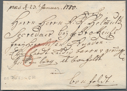 17000 Baden - Vorphilatelie: 1780, De DURLACH, Schwarzgrauer L1 Auf Gesiegeltem Faltbrief Mit Handschriftl - Prephilately