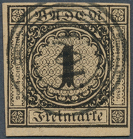 17005 Baden - Marken Und Briefe: 1851, Ziffern 1 Kr. Schwarz Auf Hellgelbbraun, Spätere Auflage Auf Dickem - Other & Unclassified