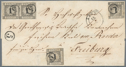 17016 Baden - Marken Und Briefe: 1853, Ziffernausgabe 1 Kr. Schwarz Auf Weiß Als Paar Und Zwei Einzelmarke - Sonstige & Ohne Zuordnung