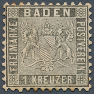 17022 Baden - Marken Und Briefe: 1862, Wappen 1 Kreuzer Linierter Hintergrund Grauschwarz Mit Getöntem Tei - Sonstige & Ohne Zuordnung