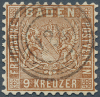 17024 Baden - Marken Und Briefe: 1862, 9 Kr. Wappen Mit Liniertem Hintergrund In C-Farbe Dunkelbraun Mit Z - Autres & Non Classés