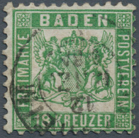 17031 Baden - Marken Und Briefe: 1862, 18 Kr. Wappen Lebhaftgrün, Gest. Mit Leichter Zähnungsunregelmäßigk - Altri & Non Classificati