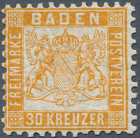 17032 Baden - Marken Und Briefe: 1862, Wappen 30 Kr. In A-Farbe Gelborange, Gut Gezähnte Und Nahezu Postfr - Altri & Non Classificati
