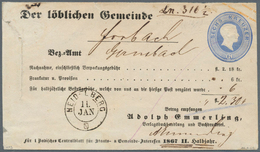 17040 Baden - Ganzsachen: 1867, GA-Umschlag 6 Kr. Ultramarin, Rauhes Papier Mit Aufdruck "Der Löblichen Ge - Sonstige & Ohne Zuordnung