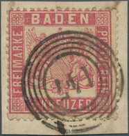 17044 Baden - Nummernstempel: "147" - Albbrück, Klar Und Vollständig Auf Briefstück Mit 3 Kr. Rosakarmin M - Sonstige & Ohne Zuordnung