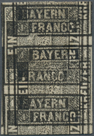 17056 Bayern - Marken Und Briefe: 1849, SCHWARZER EINSER 1 Kreuzer Grauschwarz Von Platte 1 Mit DOPPELDRUC - Other & Unclassified