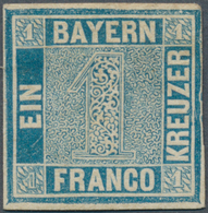 17064 Bayern - Marken Und Briefe: 1849 SCHWARZER EINSER PROBEDRUCK In Blauschwarz Ungebraucht Ohne Gummi, - Autres & Non Classés