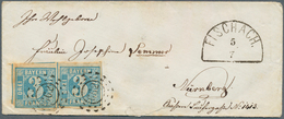 17073 Bayern - Marken Und Briefe: 1862, 3 Kr. Blau, Farbfrisches Waagerechtes Paar Auf Kleinformatigem Dam - Other & Unclassified