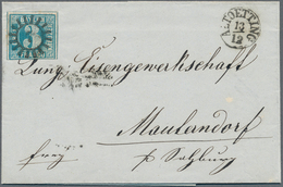 17075 Bayern - Marken Und Briefe: 1850: 3 Kr. Blau Mit Zusätzlicher Roter Gummierung, Farbfrisch Und Dreis - Other & Unclassified