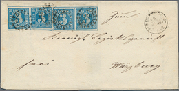 17077 Bayern - Marken Und Briefe: 1850, Zwei Paare 3 Kr. Blau, Platte 2 In Type 3 Mit OMR "356" Auf Brief - Andere & Zonder Classificatie